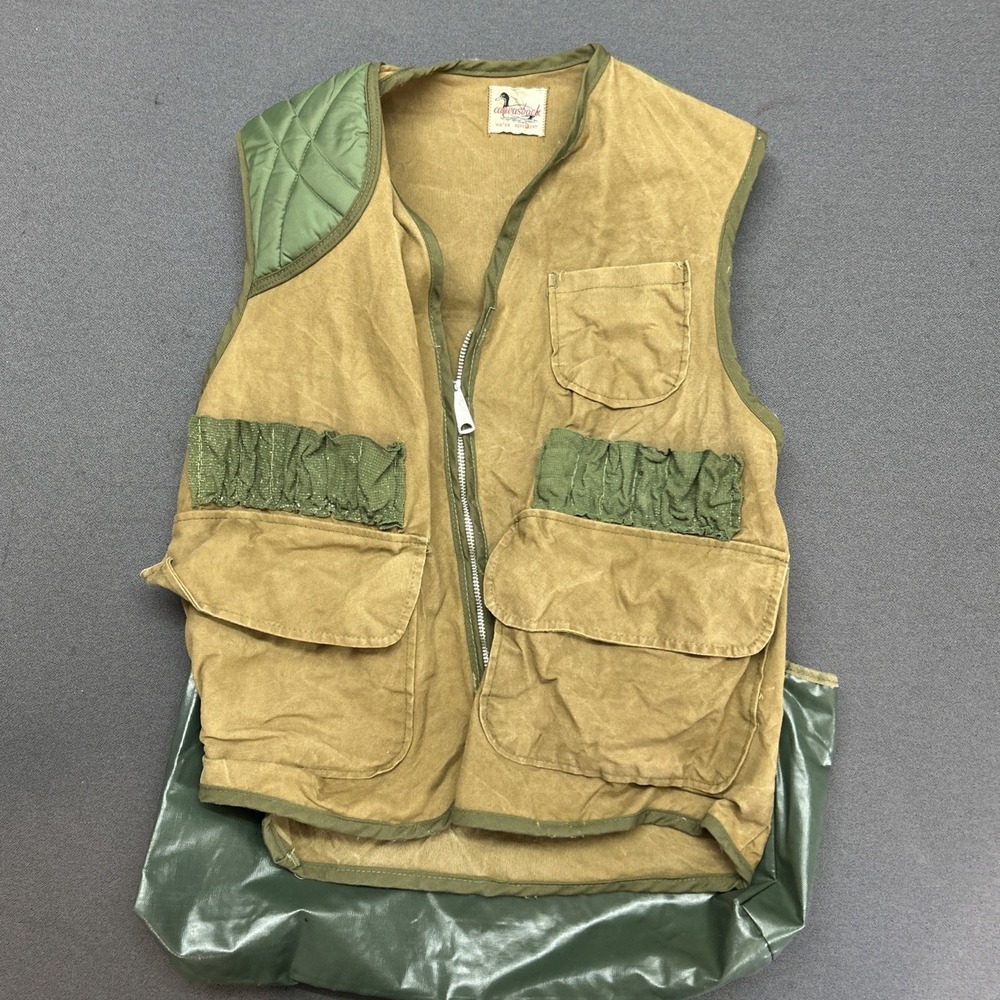 Vintage Canvasback Hunting Utility Vest Removable Game Pouch Mens Large Tan